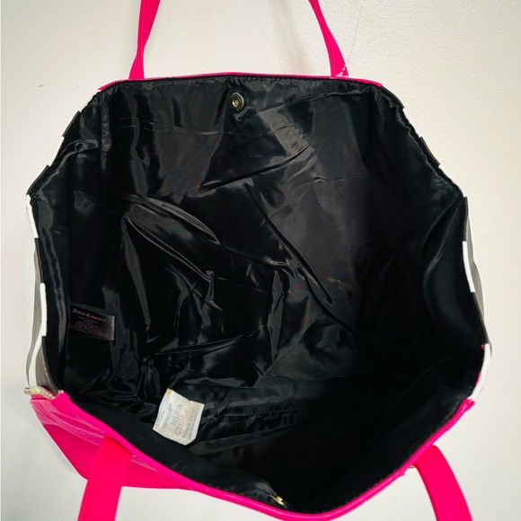 Juicy Couture Super Cute Hot Pink Black & White Side Striped Tote Bag!!! NWT!! - Picture 4 of 5